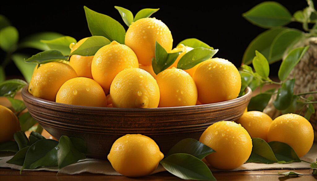 Freshness and nature in a bowl of juicy citrus fruit generated by AI Free Photo