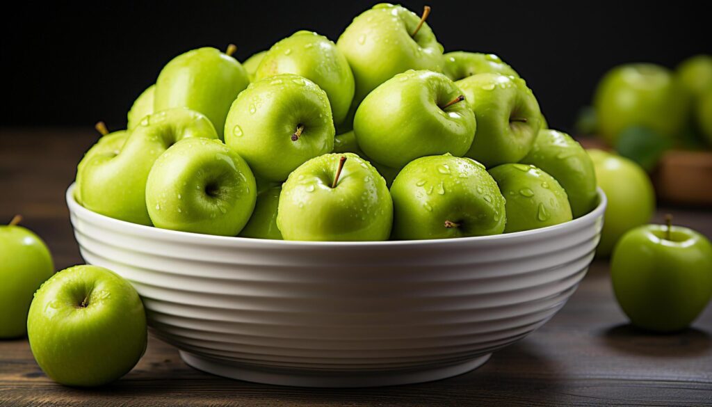 Freshness and nature in a bowl of organic apple generated by AI Free Photo