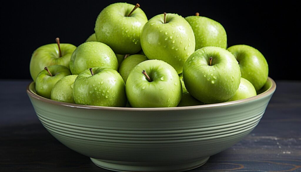 Freshness and nature in a bowl of ripe, organic fruit generated by AI Free Photo