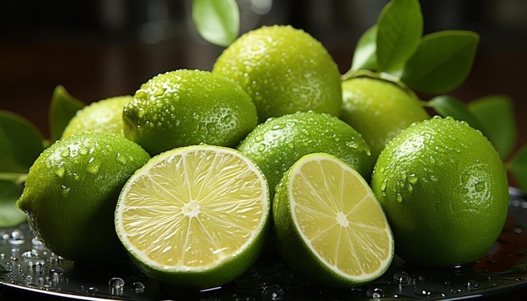 Freshness and nature in a slice of juicy lemon generated by AI Free Photo