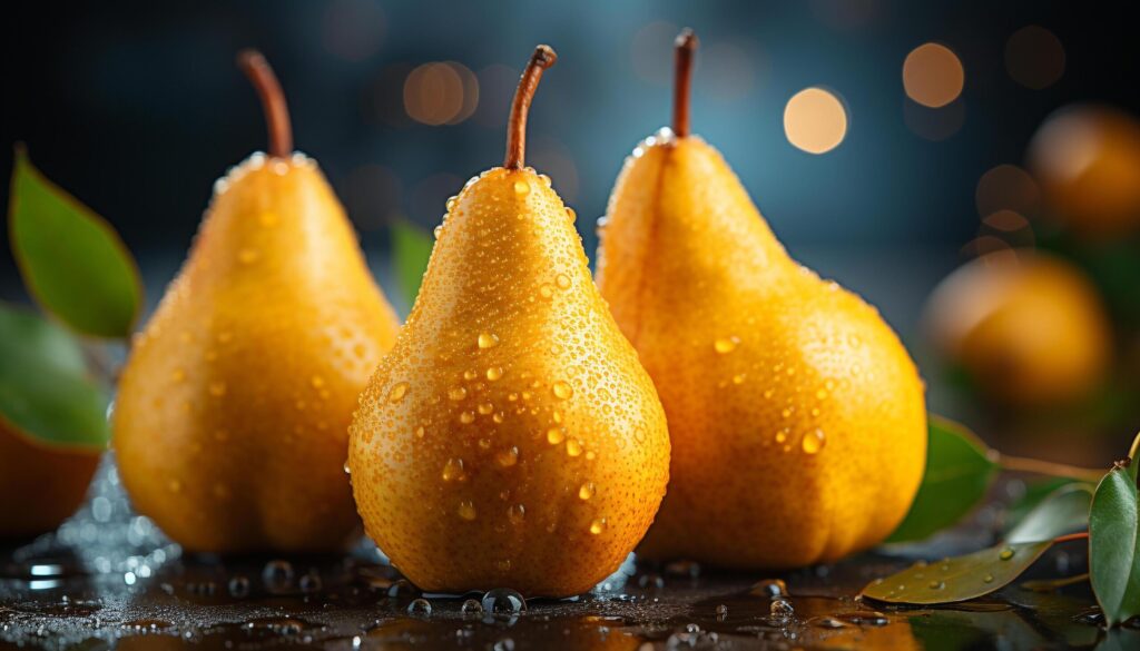 Freshness and ripeness of fruit on wooden table generated by AI Free Photo