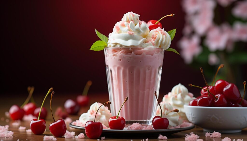 Freshness and sweetness in a gourmet summer cocktail dessert generated by AI Free Photo