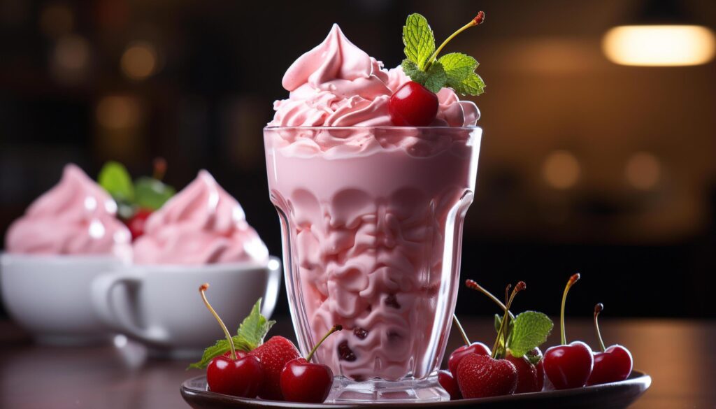 Freshness and sweetness in a gourmet summer dessert generated by AI Free Photo