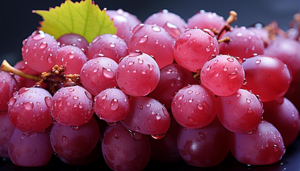 Freshness and sweetness in nature gourmet ripe grape bunches generated by AI Free Photo