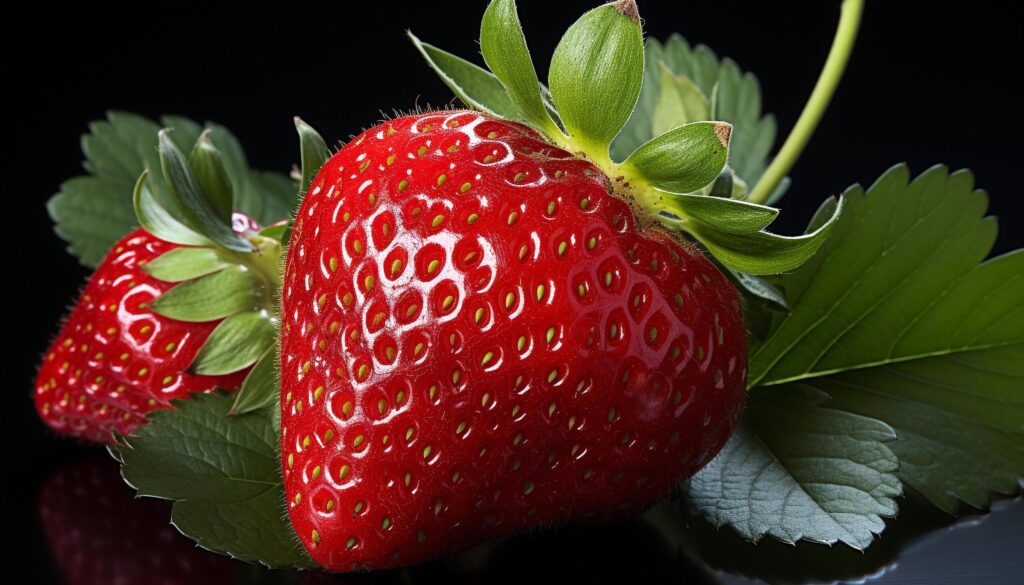 Freshness and sweetness in nature juicy, ripe strawberry generated by AI Free Photo