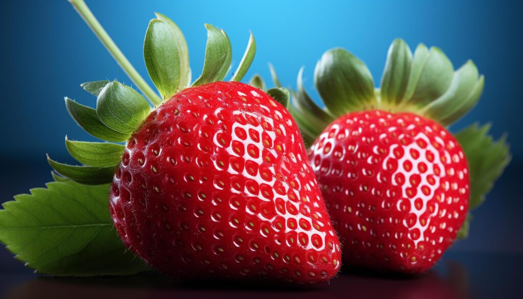 Freshness and sweetness of ripe strawberry, a healthy dessert generated by AI Free Photo