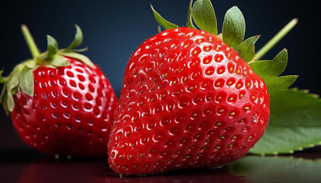 Freshness and sweetness of ripe strawberry, a healthy summer snack generated by AI Free Photo