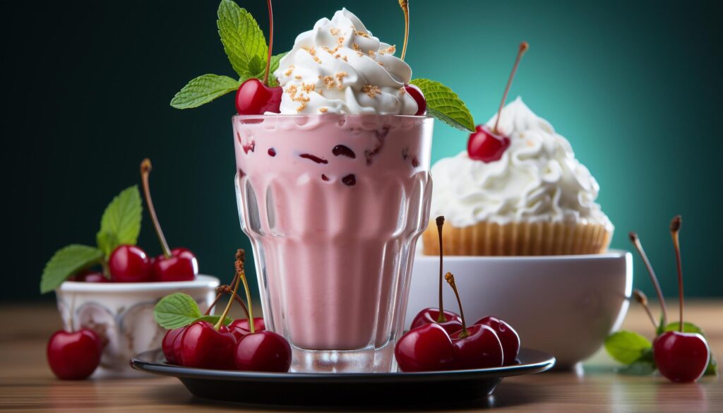 Freshness and sweetness on a gourmet summer dessert table generated by AI Free Photo