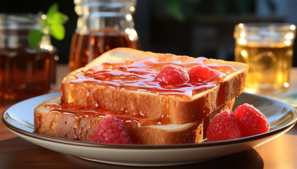 Freshness and sweetness on a plate of homemade gourmet dessert generated by AI Free Photo