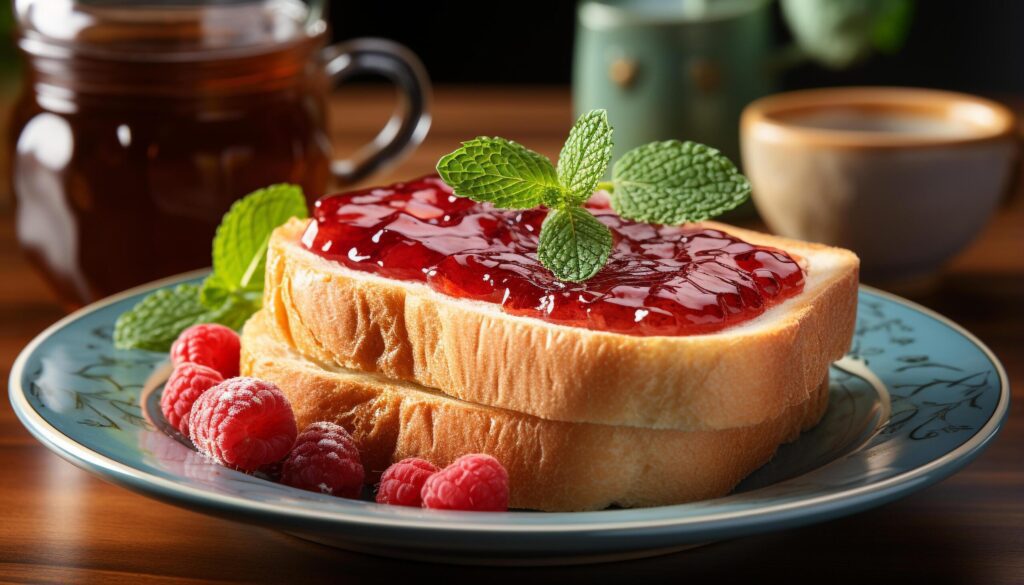 Freshness and sweetness on a rustic wooden plate, homemade dessert generated by AI Free Photo