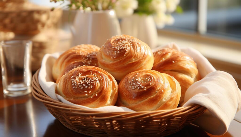 Freshness and sweetness on the table homemade baked pastry generated by AI Free Photo