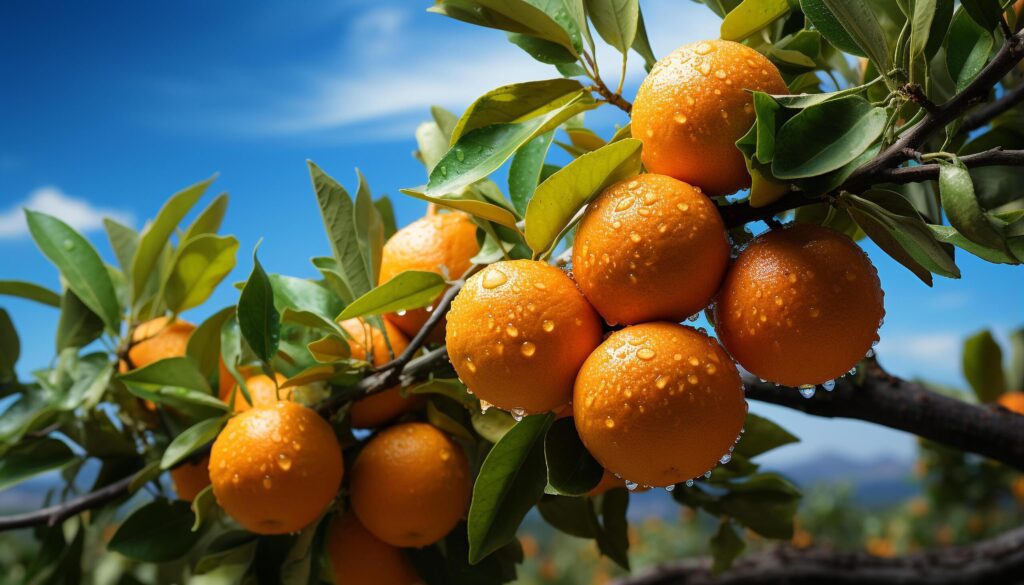 Freshness and vibrancy of nature citrus fruit in summer generated by AI Free Photo