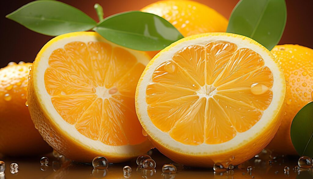 Freshness and vitality in a juicy, ripe citrus slice generated by AI Free Photo