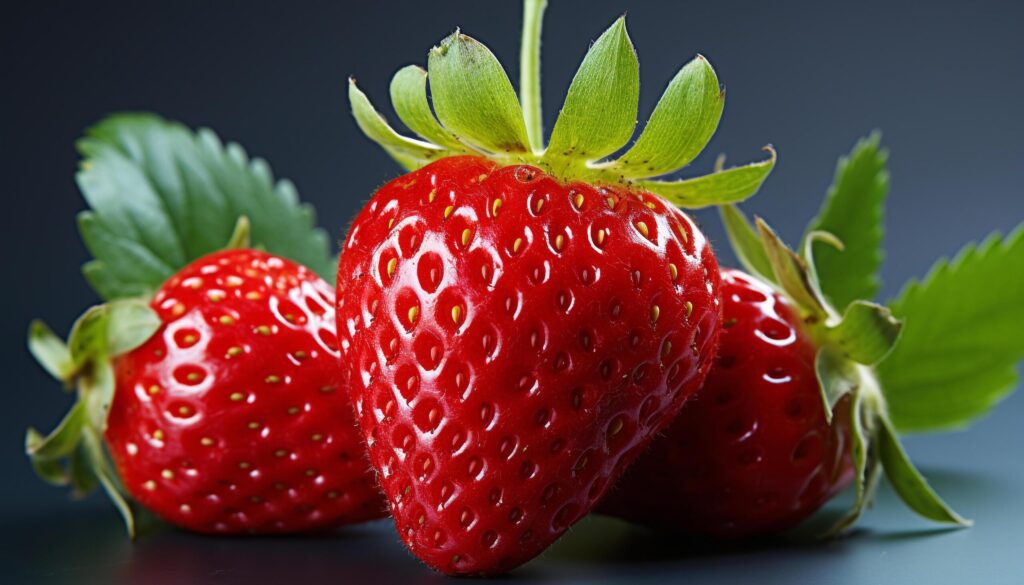 Freshness and vitality in a juicy, ripe strawberry dessert generated by AI Free Photo