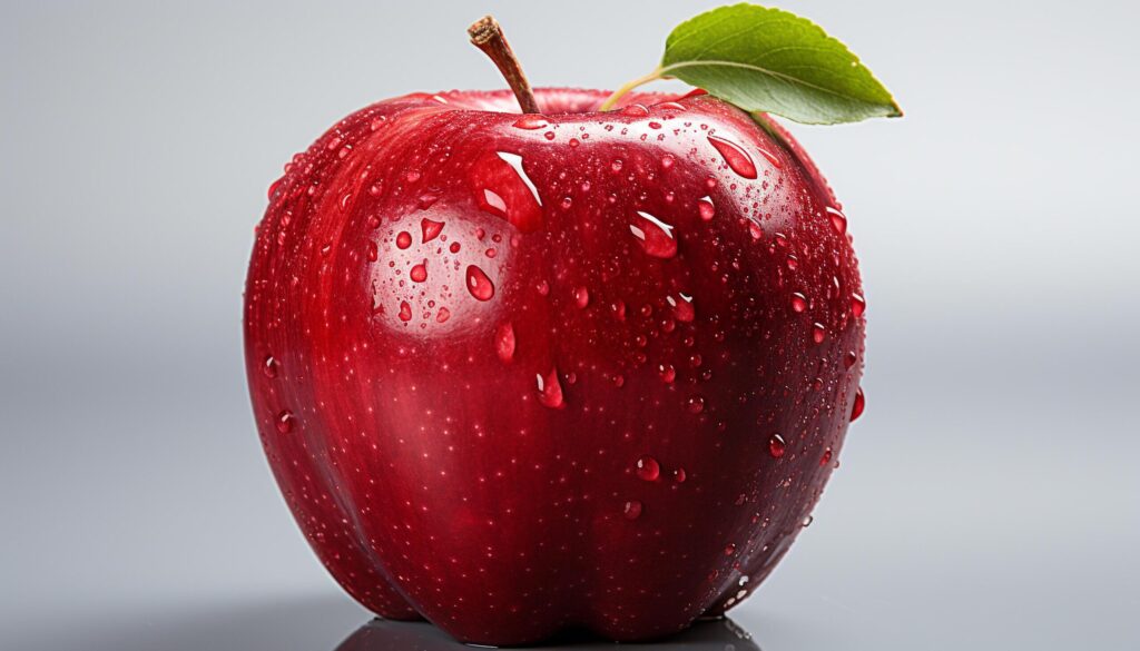 Freshness drops on wet apple, nature juicy, vibrant snack generated by AI Free Photo