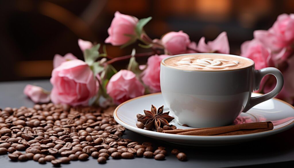 Freshness in a cup, coffee aroma fills the space generated by AI Free Photo