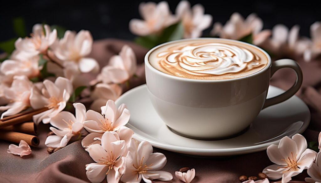 Freshness in a cup, coffee heat brings nature aroma generated by AI Free Photo