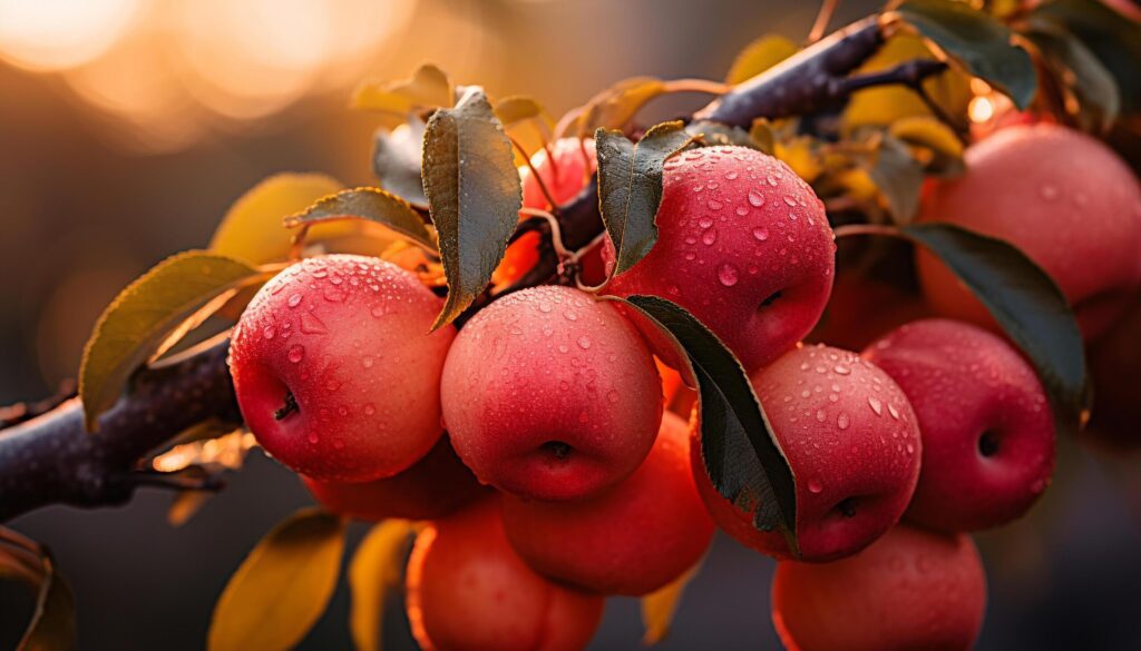 Freshness of autumn apple, nature healthy gourmet harvest generated by AI Free Photo