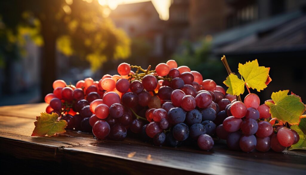 Freshness of autumn fruit on rustic wooden table generated by AI Free Photo