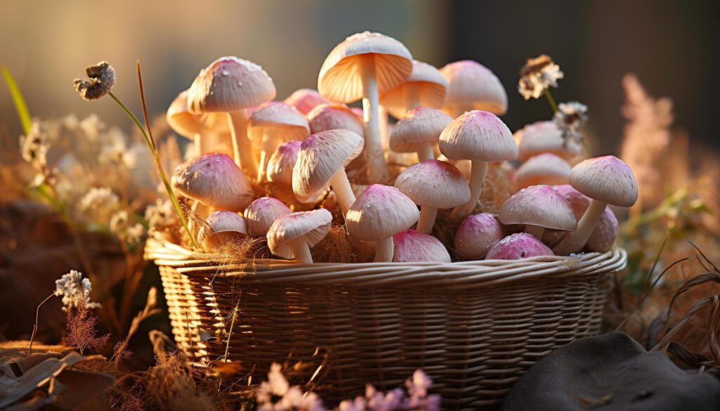 Freshness of autumn in the uncultivated forest, edible mushrooms abound generated by AI Free Photo