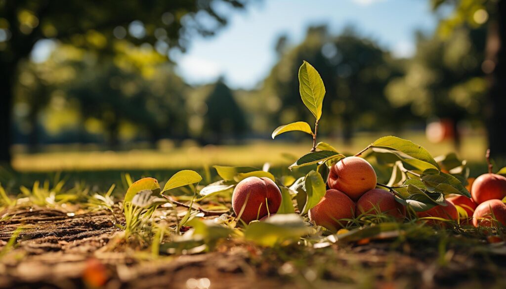 Freshness of autumn ripe fruit, green leaves, nature beauty generated by AI Free Photo