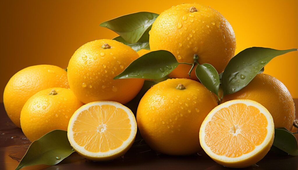 Freshness of citrus fruit lemon, orange, lime, grapefruit generated by AI Free Photo