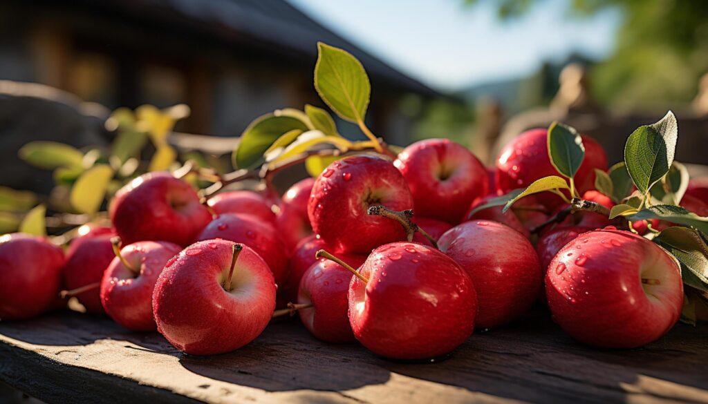 Freshness of nature food ripe, organic apples outdoors generated by AI Free Photo