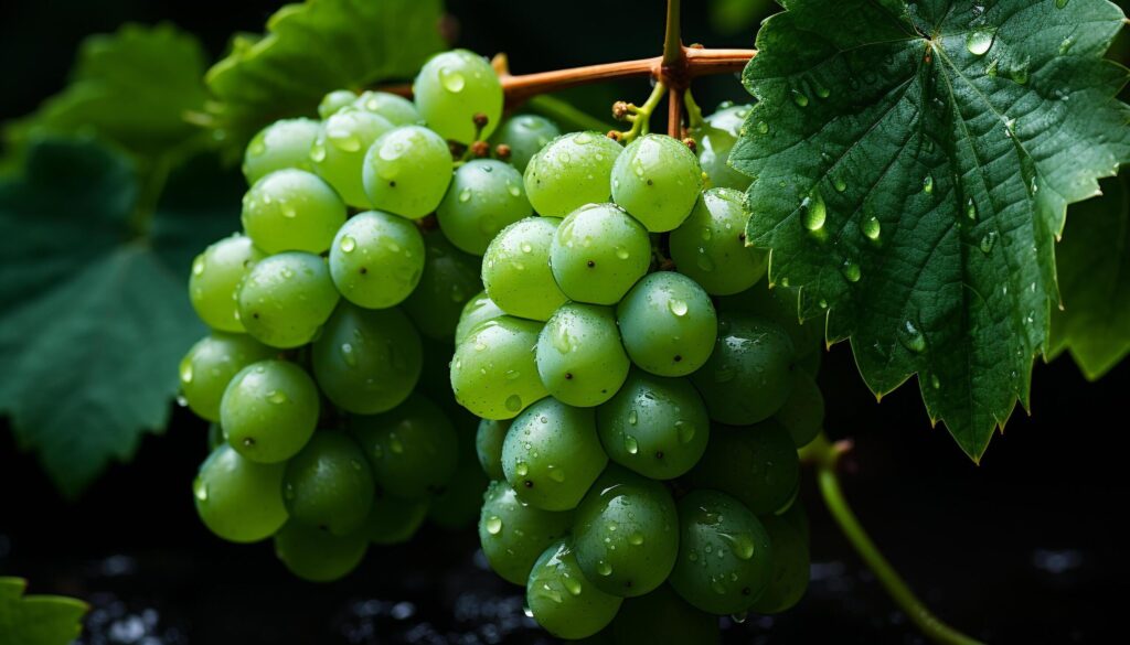 Freshness of nature growth, grape vineyard, ripe fruit, green leaf generated by AI Free Photo