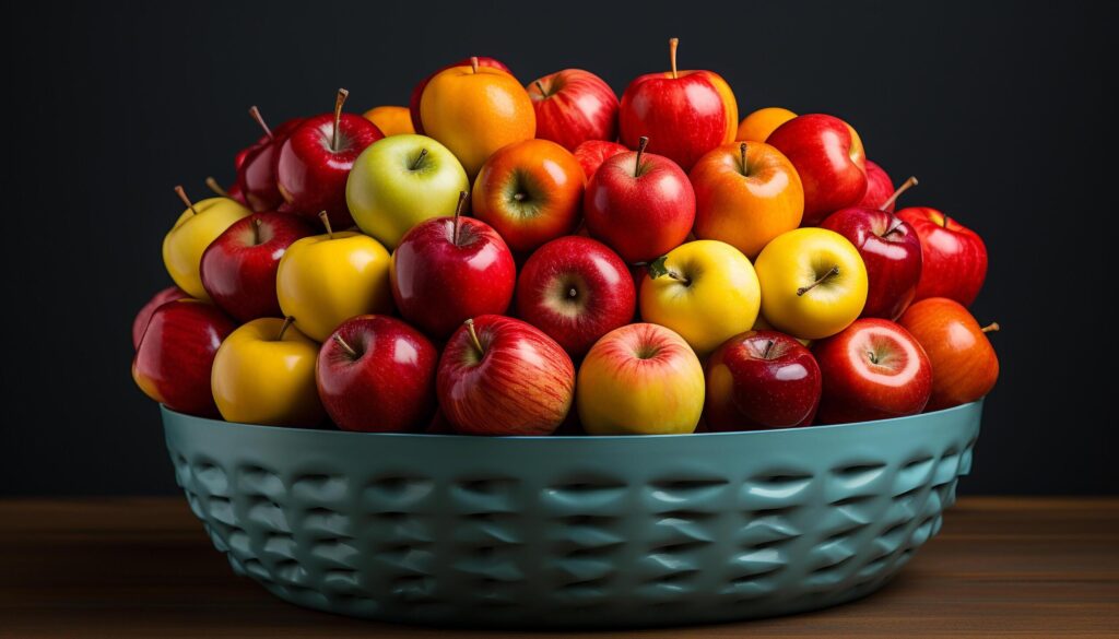 Freshness of nature healthy eating, ripe apple, organic food generated by AI Free Photo