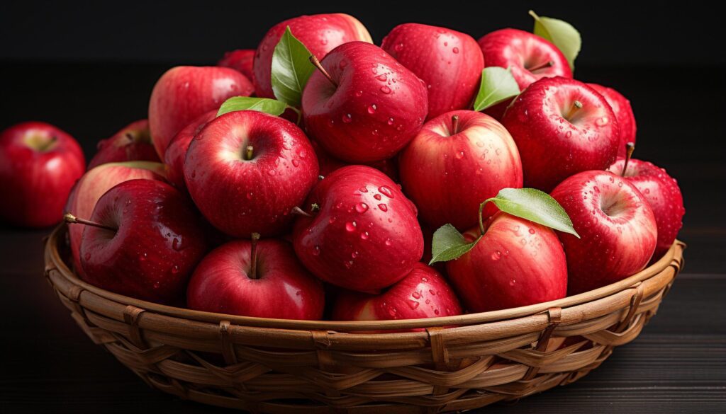 Freshness of nature ripe, juicy apple in organic basket generated by AI Free Photo