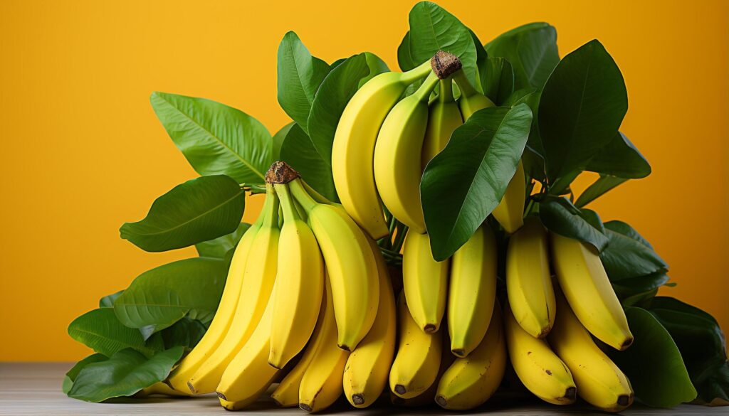 Freshness of nature ripe, yellow banana, healthy eating snack generated by AI Free Photo