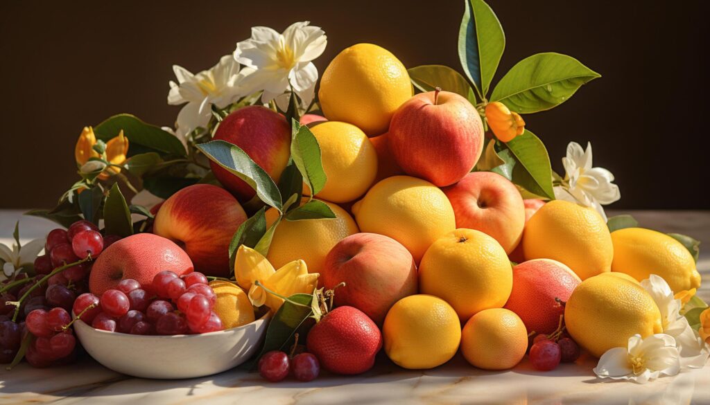 Freshness of nature vibrant, juicy, organic fruit collection generated by AI Free Photo