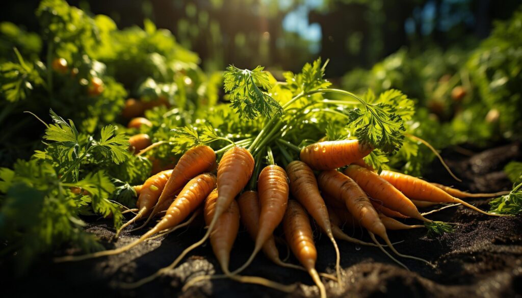 Freshness of organic carrot, nature healthy eating, vegetarian food generated by AI Free Photo