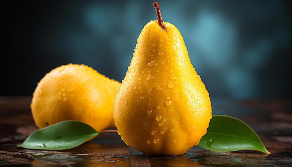 Freshness of organic citrus fruit, wet lemon drop on wood generated by AI Free Photo