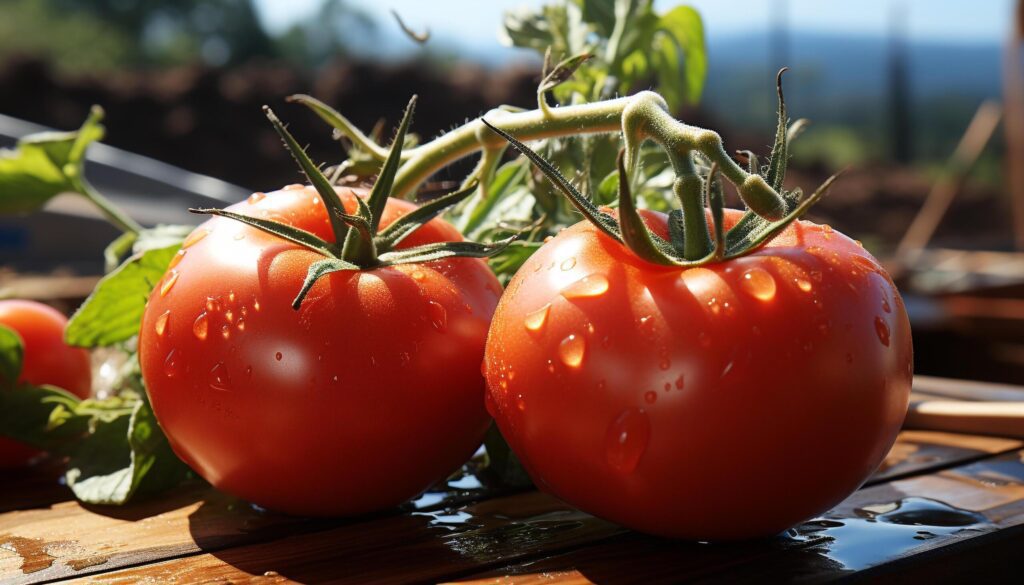 Freshness of organic tomato, a healthy vegetarian gourmet meal generated by AI Free Photo