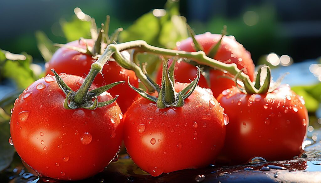 Freshness of organic tomato, a vibrant summer gourmet salad generated by AI Free Photo