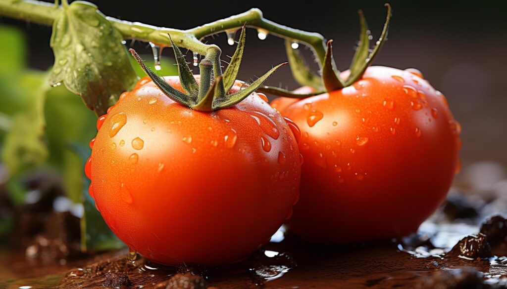 Freshness of ripe tomato, a healthy, organic vegetarian meal generated by AI Free Photo