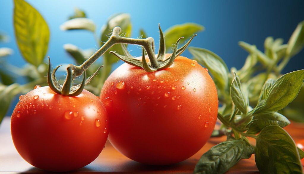 Freshness of ripe tomato, a healthy vegetarian gourmet meal generated by AI Free Photo