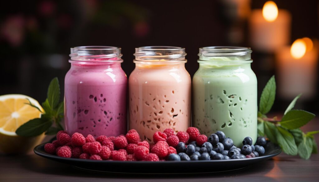 Freshness of summer berries on a wooden table generated by AI Free Photo