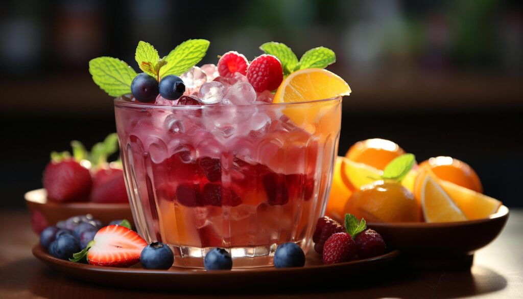 Freshness of summer berry fruit, ice, strawberry, raspberry generated by AI Free Photo