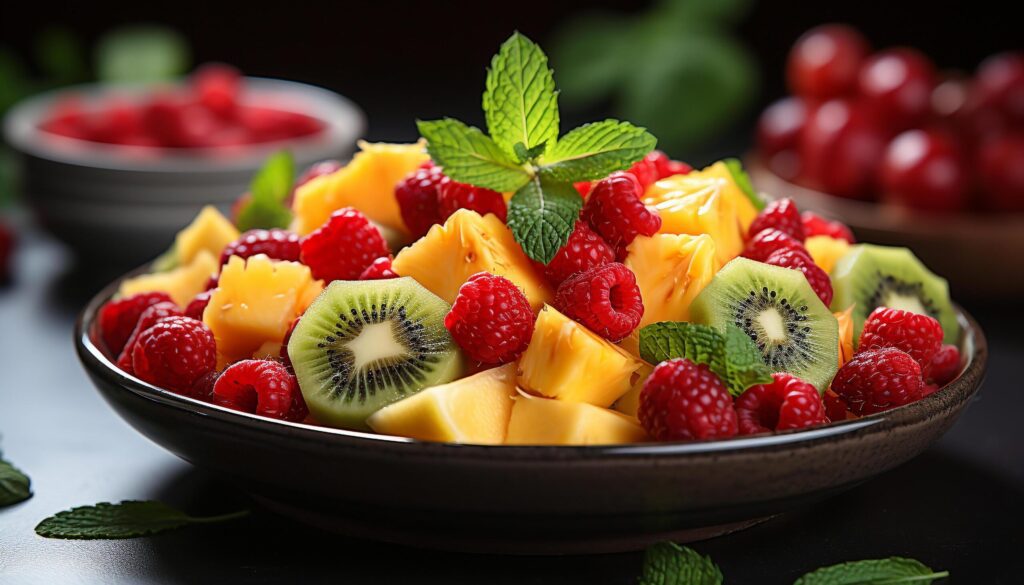 Freshness of summer gourmet dessert, healthy eating, nature bounty generated by AI Free Photo