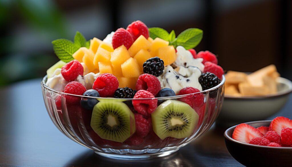 Freshness of summer gourmet fruit salad, healthy and sweet generated by AI Free Photo