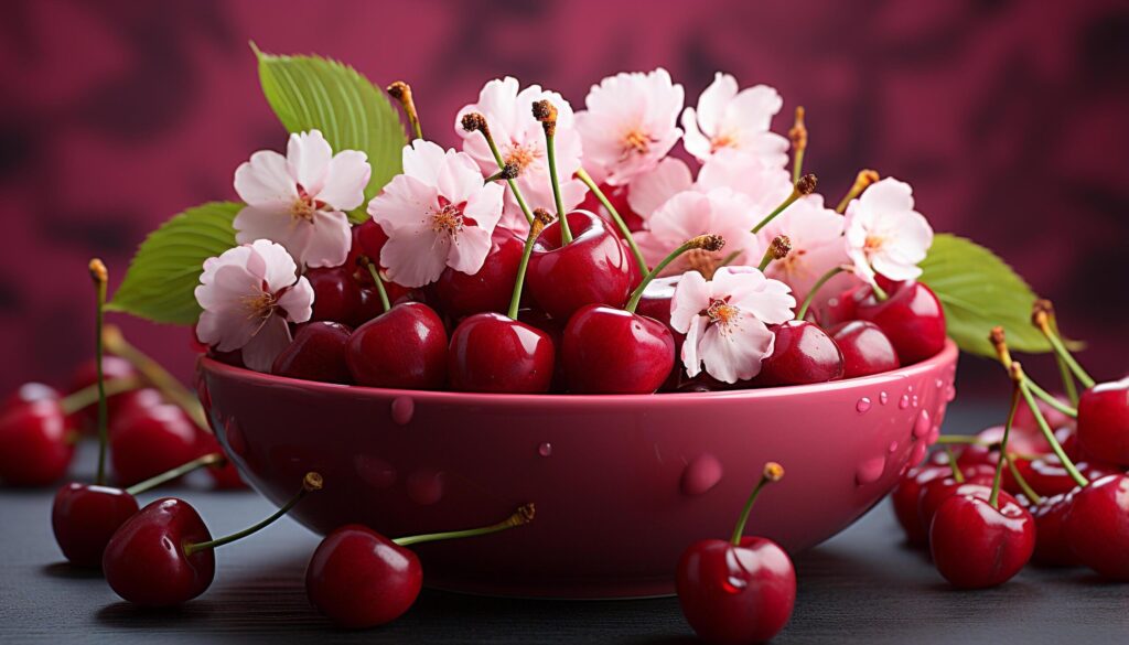 Freshness of summer ripe, juicy berries on wooden table generated by AI Free Photo