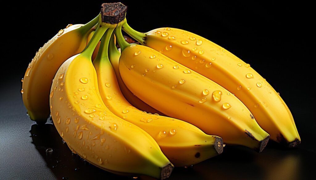 Freshness of yellow banana, nature healthy eating, organic and wet generated by AI Free Photo