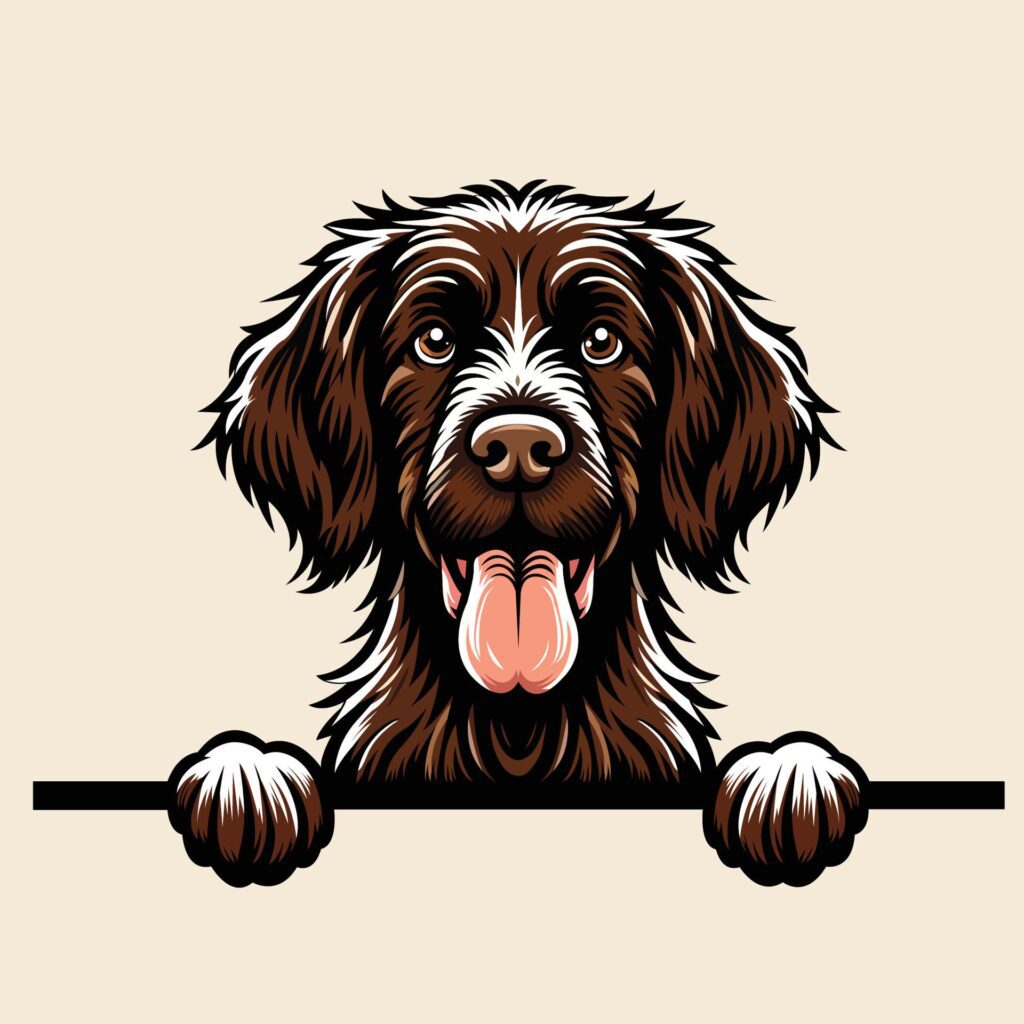 German Wirehaired Pointer dog peeking Face illustration Free vector Free Vector