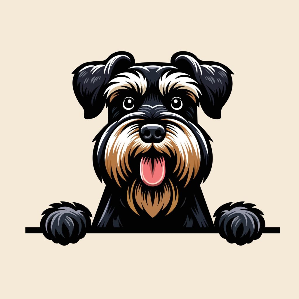 Giant Schnauzer dog peeking Face illustration Free vector Free Vector