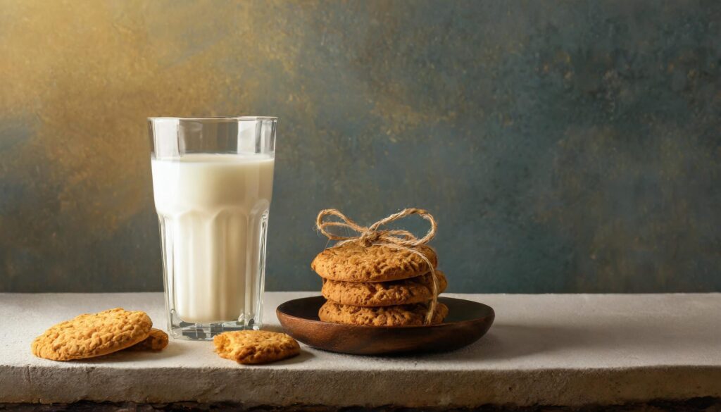 Glass of milk and cookies on table Free Photo