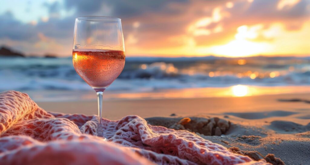 Glass of Wine on Blanket Free Photo