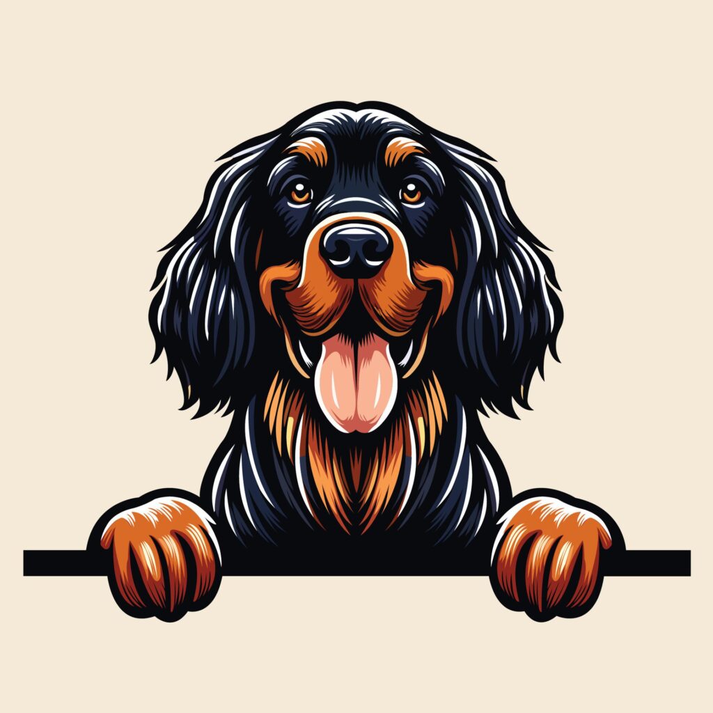 Gordon Setter dog peeking Face illustration Free vector Free Vector