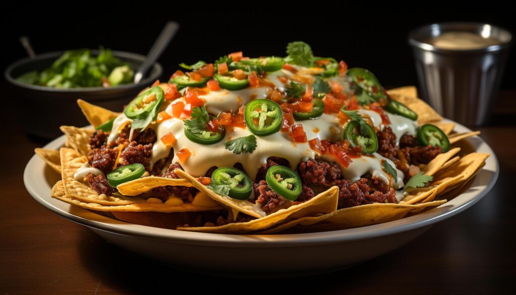 Gourmet taco plate with fresh meat, guacamole, and tomato generated by AI Free Photo